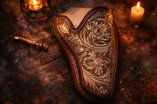 California Style Western Holster Carving Design — product photograph